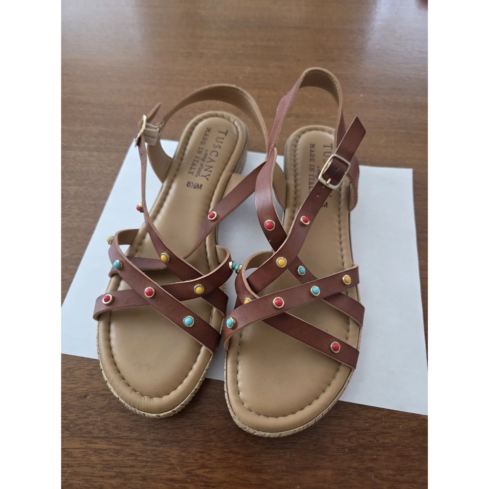 Tuscany By Easy Street Sandals Women's 8.5m Candy Beads Whimsy Artsy Italy